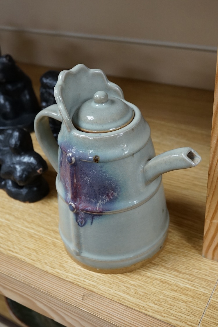 A Chinese Jun type teapot, 18cm high